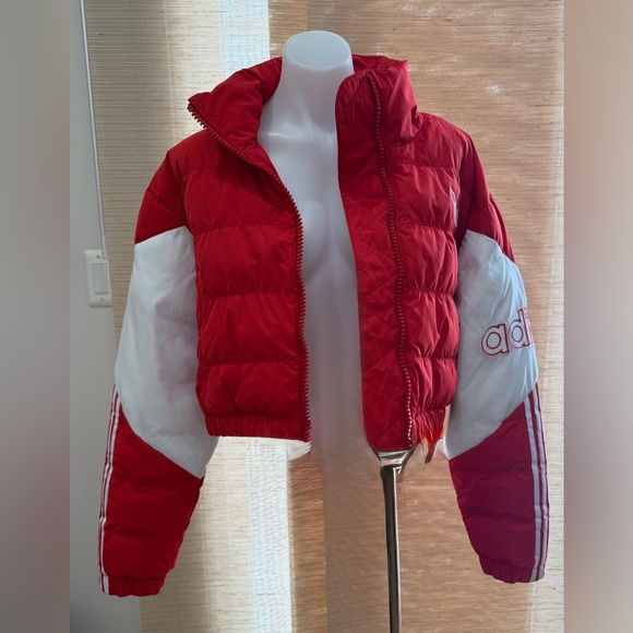 Adidas Cropped Bomber Puffer Jacket - Picture 4 of 11